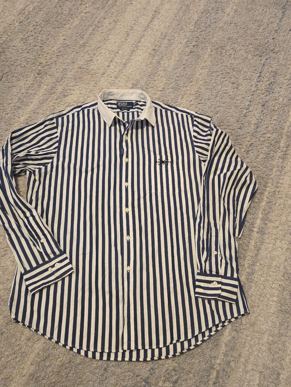 Polo Ralph Lauren Rhodes, RLPC Crest Shirt, Blue White Striped Button Down, Men’